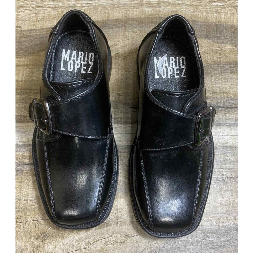 Mario Lopez Boys Toddler Baby Dress Shoes Shiny Black Formal Loafers sz 6T - Picture 3 of 7